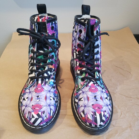 CULT Amphibian Combat Boot Laced Multicolor Floral Print Rubber Sole Womens US 6 - Picture 15 of 15